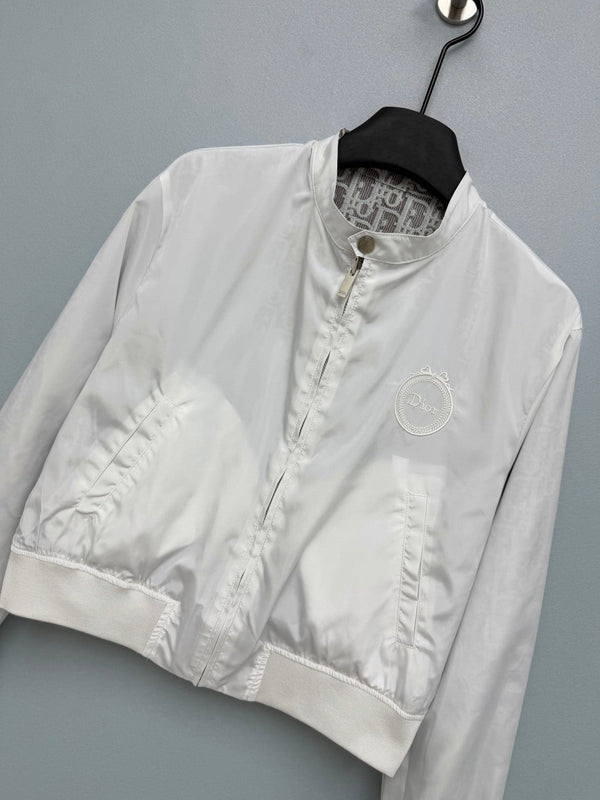 CD Oblique Bomber Jacquard Pattern White Polyester 366997