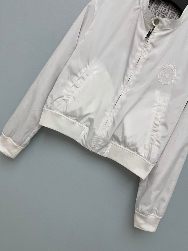 CD Oblique Bomber Jacquard Pattern White Polyester 366997