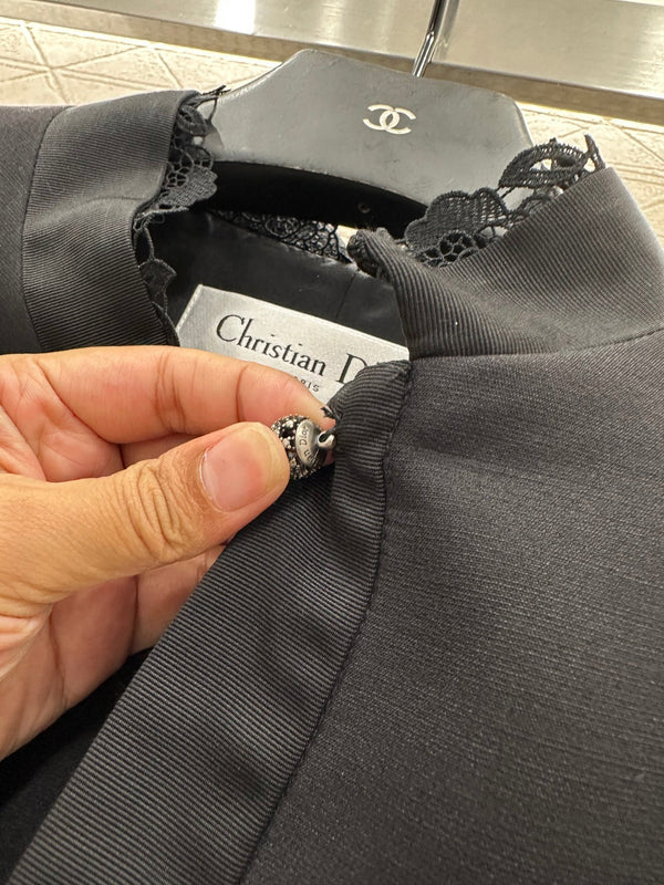 CD 25 Floral Embroidered Lapel Blazer Wool And Silk