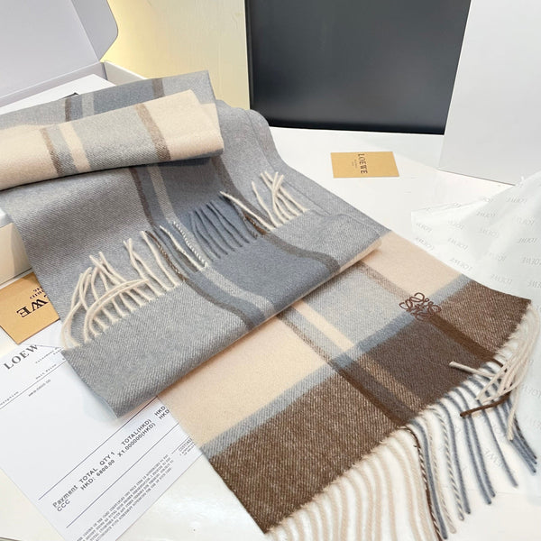 Loewe Scarf 180CM Light Brown Gray Cashmere 969303