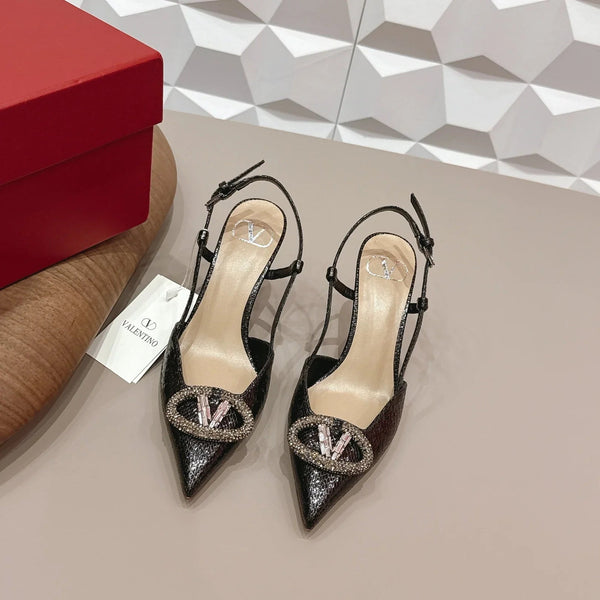 VT 26s Escarpins à bride arrière 80 en peau de serpent noire 613584