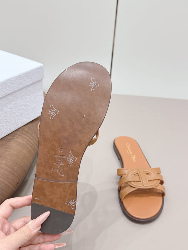 CD 26s D-Club Slide Sandal Tan Calfskin 738246