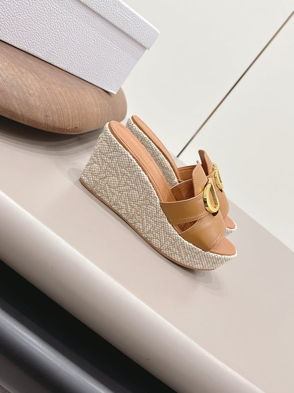 CD 30 Montaigne Mules compensées 8 cm Cuir de veau tanné 738318