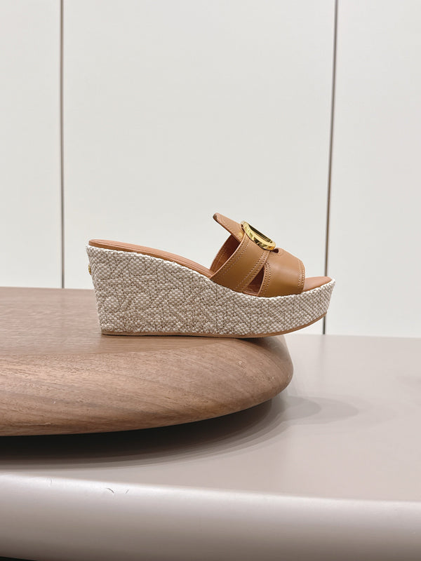 CD 30 Montaigne Mules compensées 8 cm Cuir de veau tanné 738318