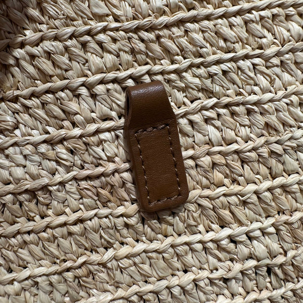 YSL Bag 22cm Brown Beige Raffia Cowhide