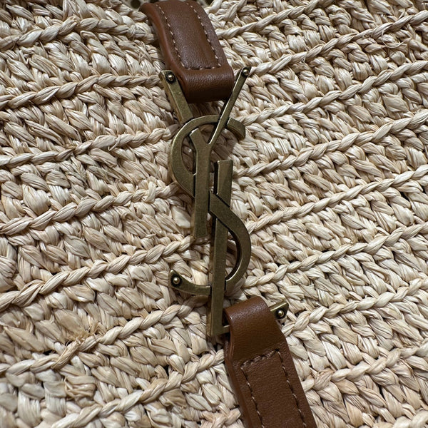 YSL Bag 22cm Brown Beige Raffia Cowhide
