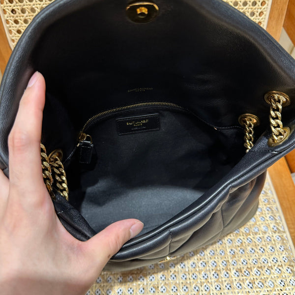 YSL Loulou Puffer Quilted Bag Black Gold Lambskin 338812