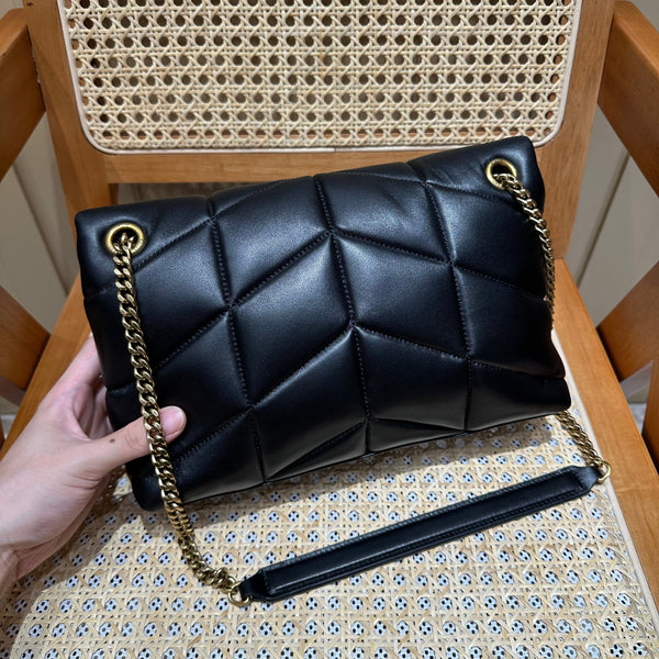 YSL Loulou Puffer Quilted Bag Black Gold Lambskin 338812