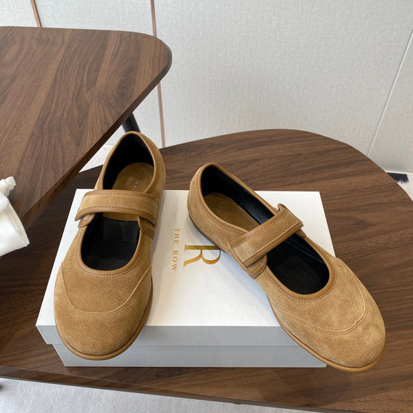 HM 25s Velcro Mary Jane in pelle scamosciata marrone chiaro