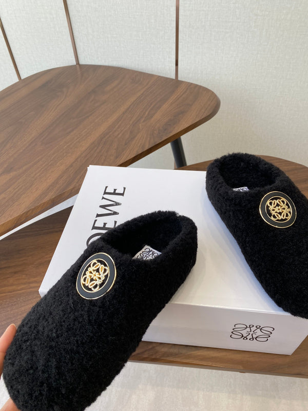 Loewe Birkenstock slippers black wool 477790