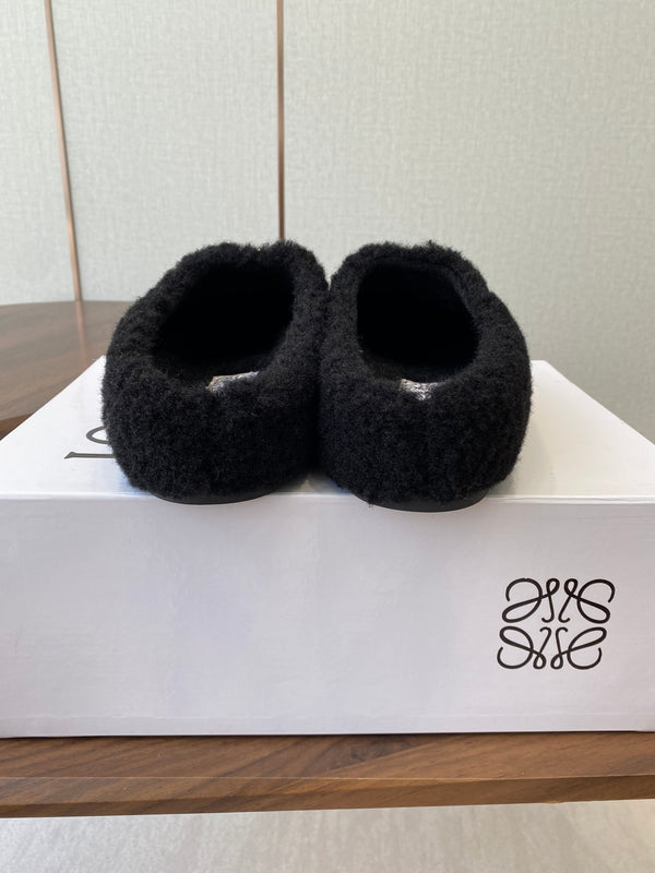 Loewe Birkenstock slippers black wool 477790