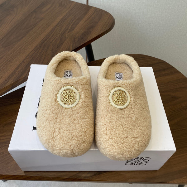 Loewe Birkenstock slippers beige wool 477791