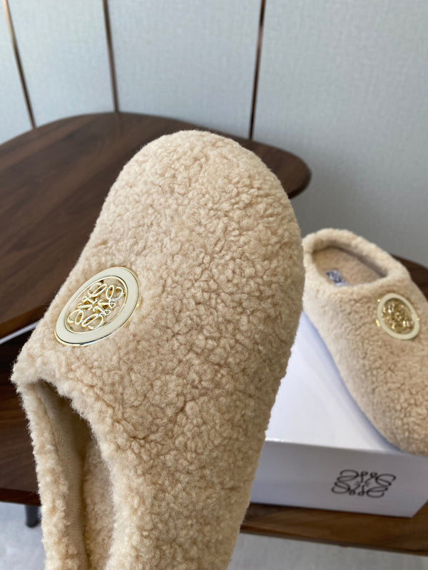 Loewe Birkenstock slippers beige wool 477791