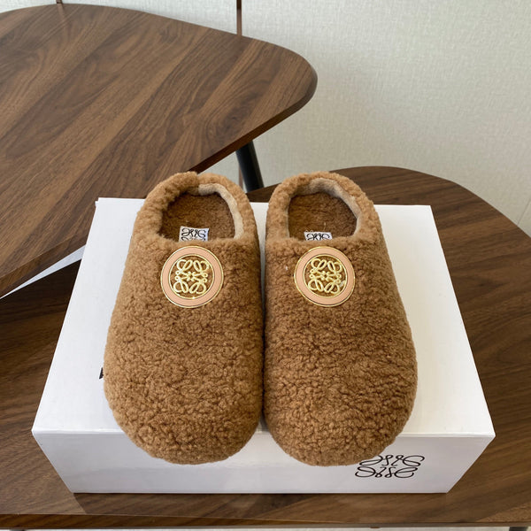 Loewe Birkenstock slippers brown wool 477792