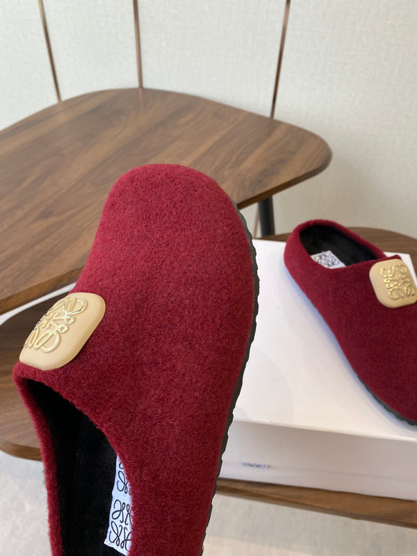 Loewe Birkenstock slippers red wool 477793