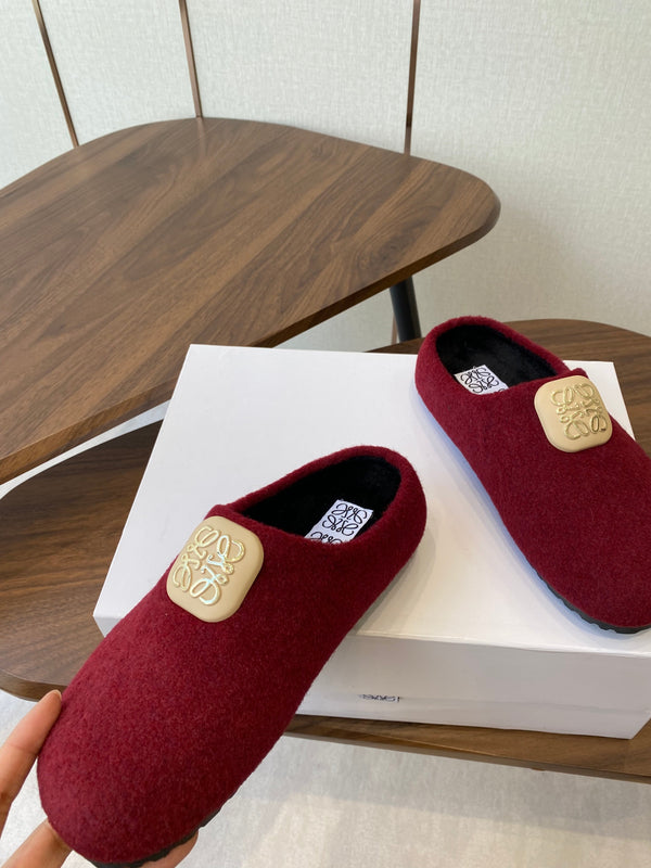 Loewe Birkenstock slippers red wool 477793