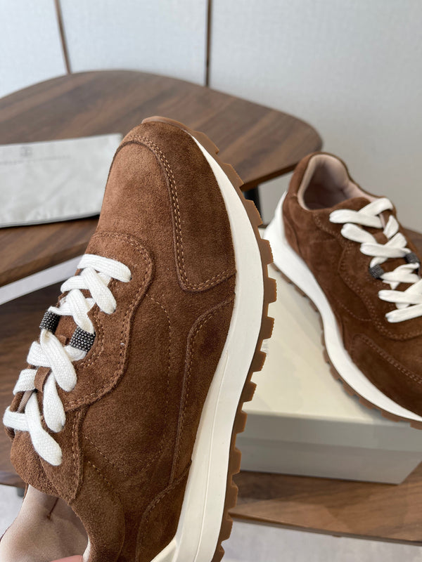 Brunello Runners With Shiny Details Brown Suede 624483