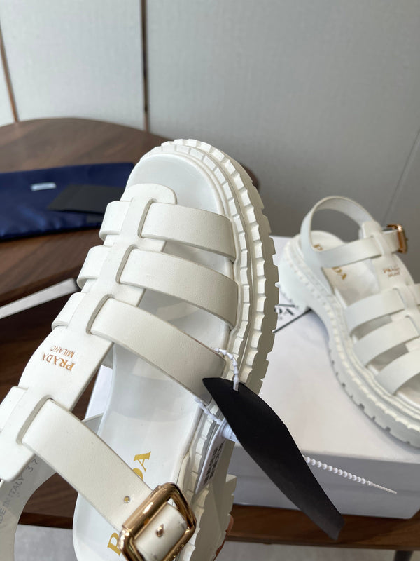 Prada Strappy Sandals 5.5cm White Leather 728558