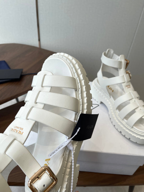 Prada Strappy Sandals 5.5cm White Leather 728560