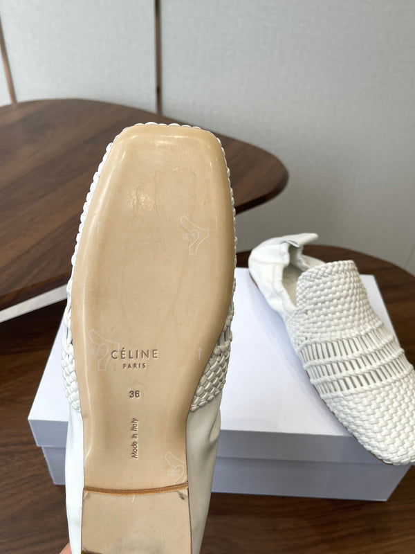 CL Ballet Lace-Up Shoe White Woven Lambskin 790672