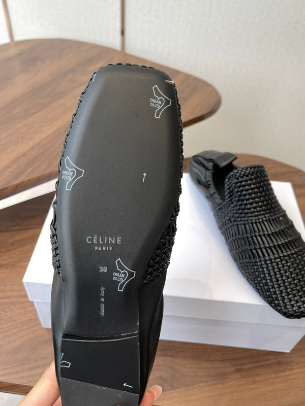 CL Ballet Lace-Up Shoe Black Woven Lambskin 790673