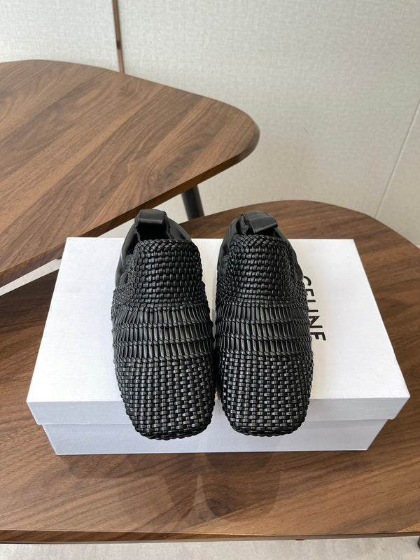 CL Ballet Lace-Up Shoe Black Woven Lambskin 790673