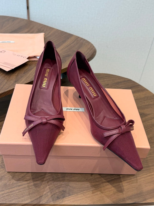 Miu 26s Pump 5.5cm Burgundy Canvas 887659