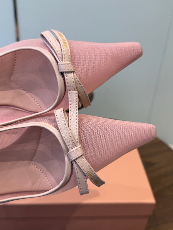 Miu 26s High-Heeled Pump Light Pink Mixed Sheepskin with Lace 790461