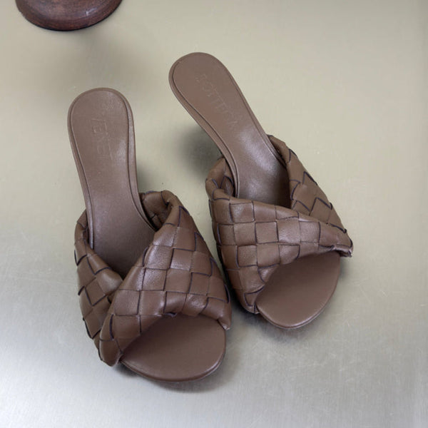 BV Blink Mule 5cm Carob Brown Intrecciato Leather