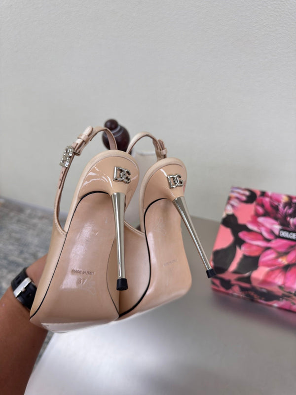DC Slingback Pumps Pink Nude Silk & Sheepskin 343140