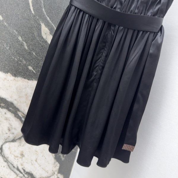 LV 25 Pleated Halter Dress Black Rayon