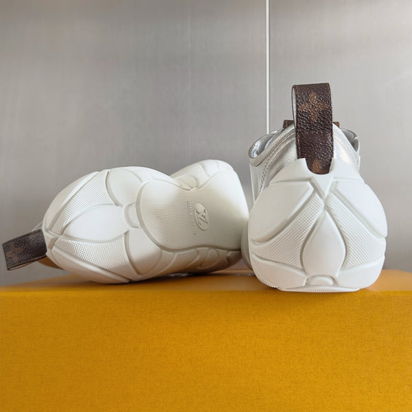 LV Bubble Sneaker 50mm Silver Metallic Lambskin Monogram Canvas 459762