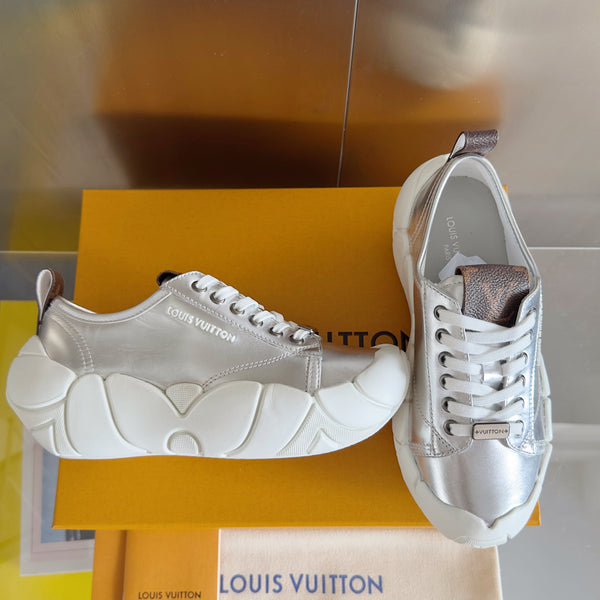 LV Bubble Sneaker 50mm Silver Metallic Lambskin Monogram Canvas 459762