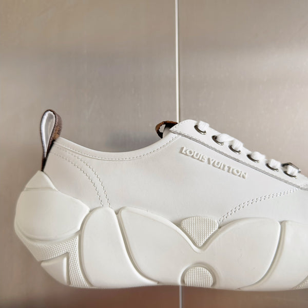 LV Bubble Sneaker 50mm White Lambskin Monogram Canvas 459763