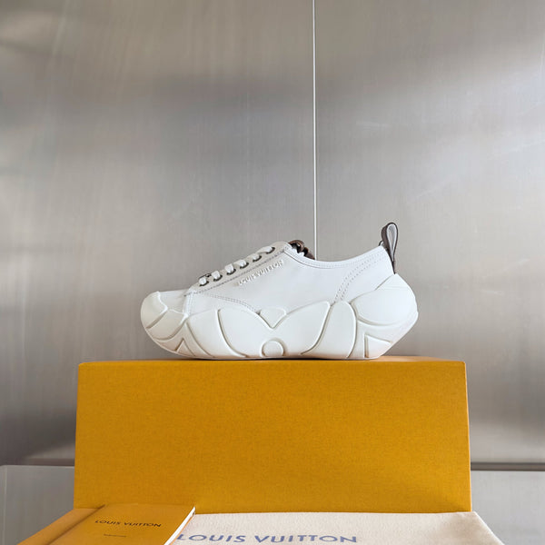 LV Bubble Sneaker 50mm White Lambskin Monogram Canvas 459763