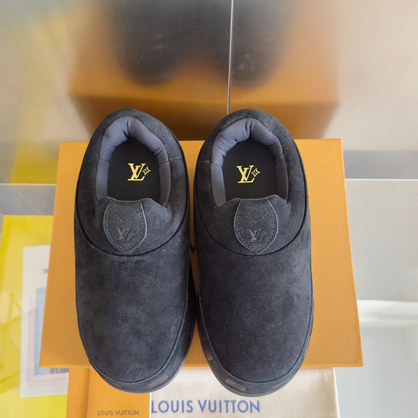 LV Yeti Slip On 20mm Black Embossed Damier Graphine Suede 459766