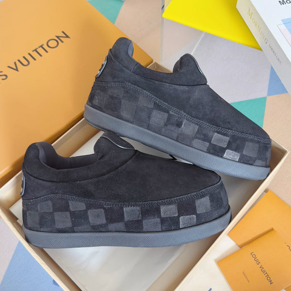 LV Yeti Slip On 20mm Black Embossed Damier Graphine Suede 459766