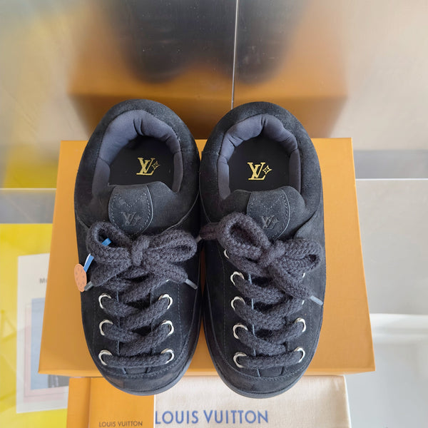LV x Ingo Casual Sports Shoes 50mm Black Embossed Damier Graphine Suede 459769