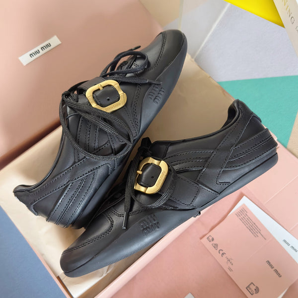 Miu Sneakers With Bucklee Black Leather 509755