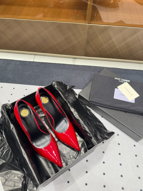 DÉCOLLETÉ NORMA IN PELLE DI MONTONE ROSSA LUCIDA