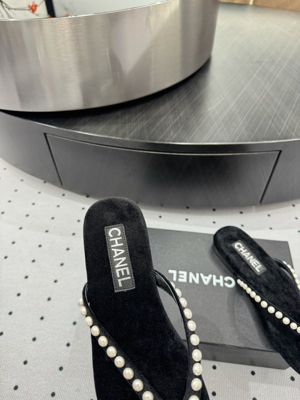 Ciabatte infradito CC Velluto Nero Perla