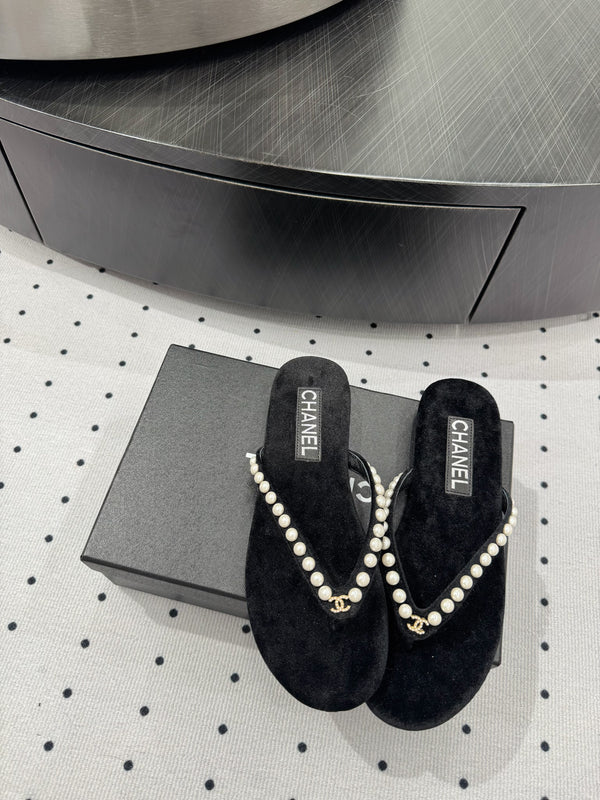 Ciabatte infradito CC Velluto Nero Perla