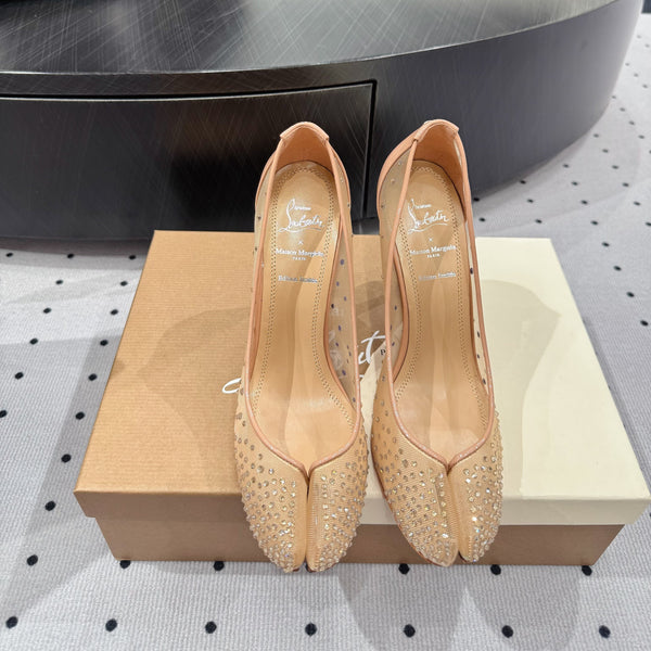 CL x Margiela 25 Diamond Pumps Beige Tessuto Pizzo Swarovski 296040
