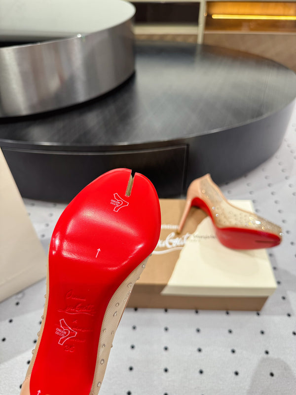 CL x Margiela 25 Diamond Pumps Beige Fabric Lace Swarovski 296040