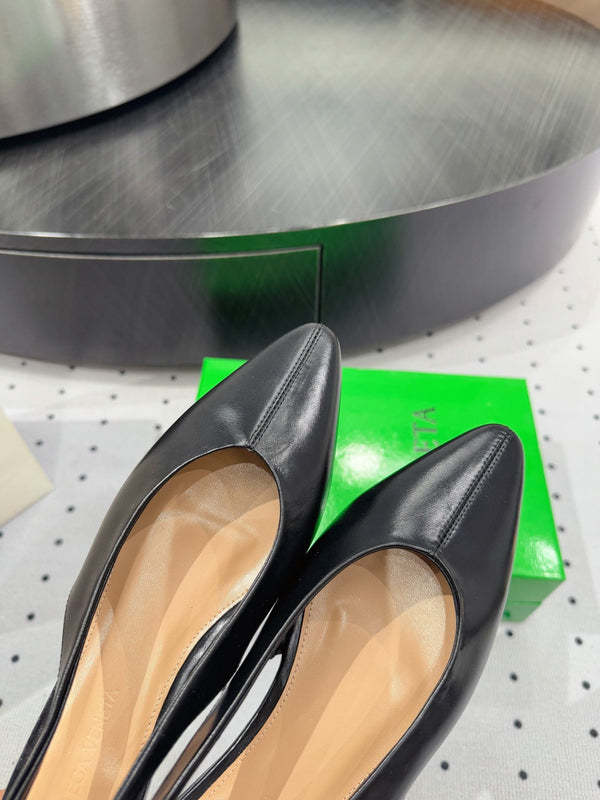 BV 26s Slingback Flats Black Calfskin