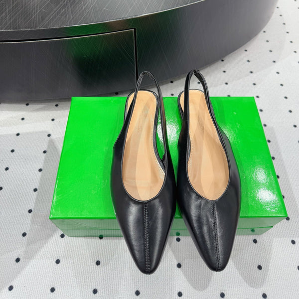 BV 26s Slingback Flats Black Calfskin