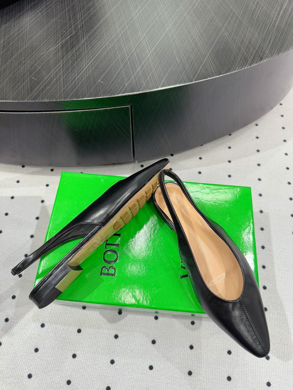 BV 26s Slingback Flats Black Calfskin