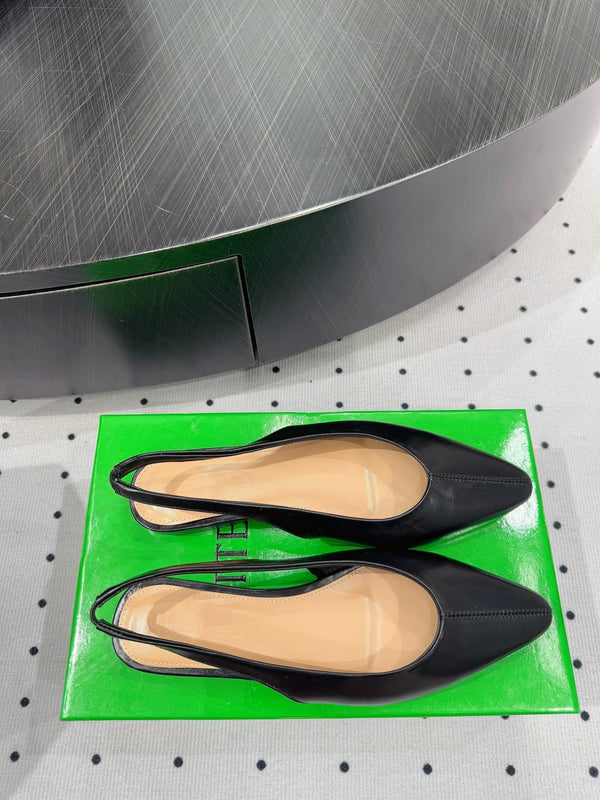BV 26s Slingback Flats Black Calfskin