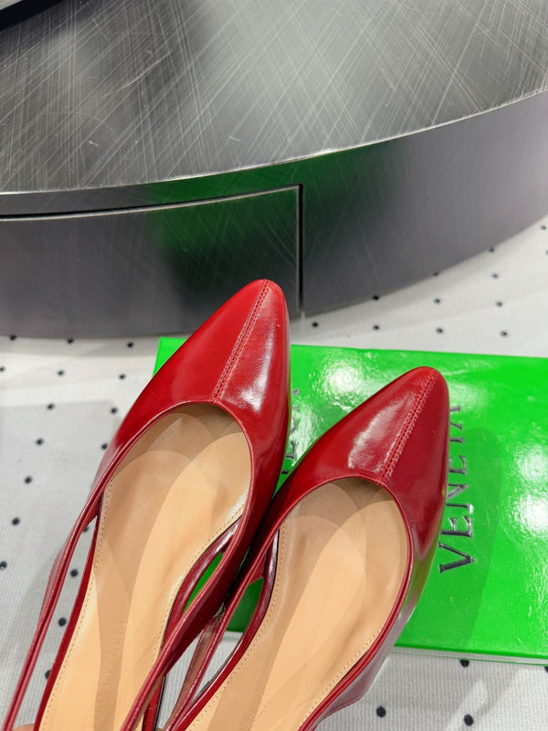 BV 26s Slingback Flats Red Calfskin