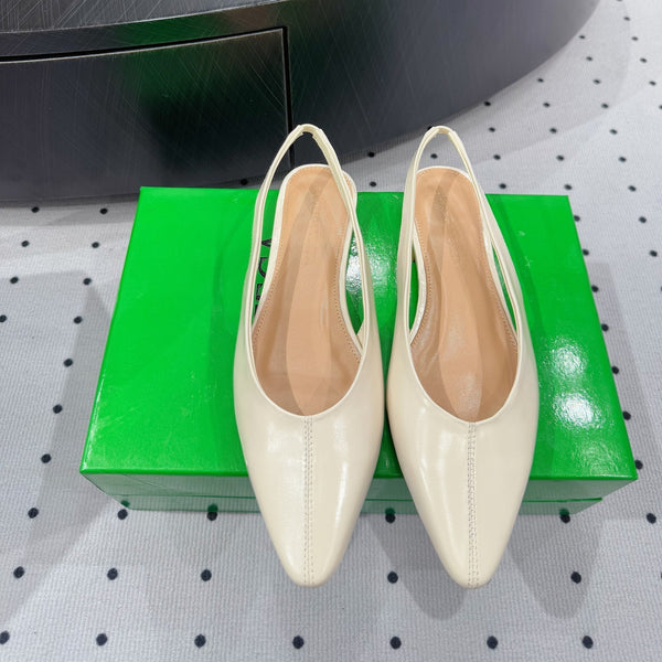 BV 26s Slingback Flats Cream Calfskin